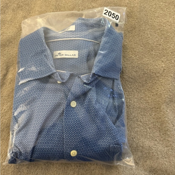 PETER MILLAR CROWN COTTON SPORT BUTTON DOWN BLUE MENS SHIRT SIZE XL - Picture 8 of 8